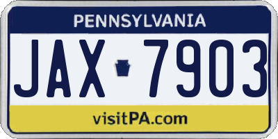 PA license plate JAX7903