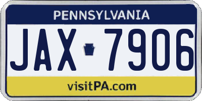 PA license plate JAX7906