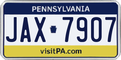 PA license plate JAX7907