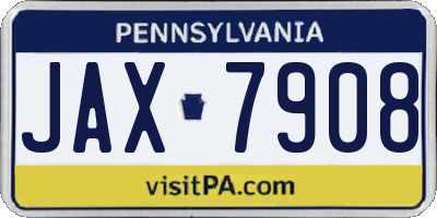 PA license plate JAX7908