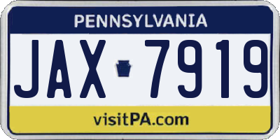 PA license plate JAX7919