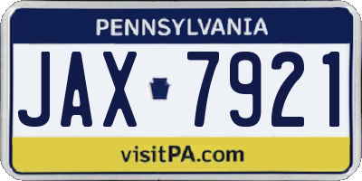 PA license plate JAX7921