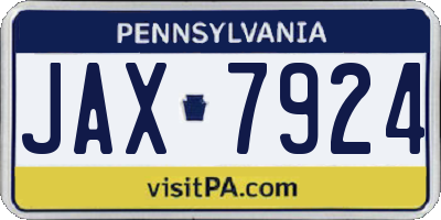 PA license plate JAX7924