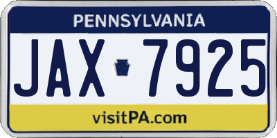 PA license plate JAX7925