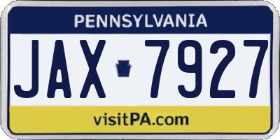 PA license plate JAX7927