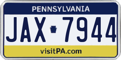 PA license plate JAX7944