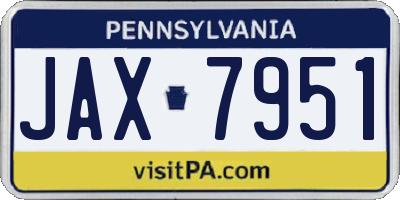 PA license plate JAX7951