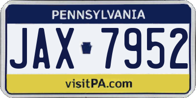 PA license plate JAX7952