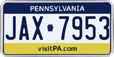 PA license plate JAX7953