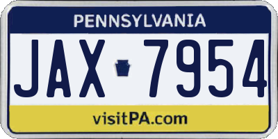 PA license plate JAX7954