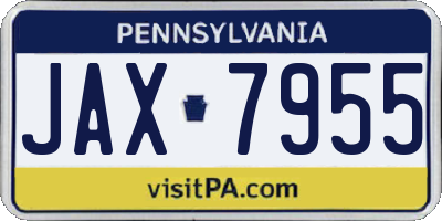 PA license plate JAX7955