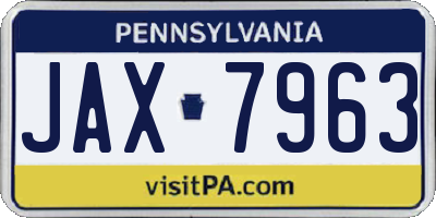PA license plate JAX7963