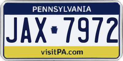 PA license plate JAX7972