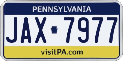 PA license plate JAX7977