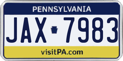 PA license plate JAX7983