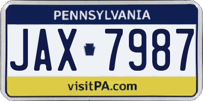 PA license plate JAX7987