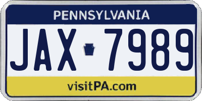 PA license plate JAX7989