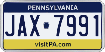 PA license plate JAX7991