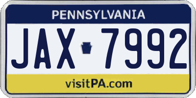 PA license plate JAX7992