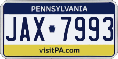 PA license plate JAX7993