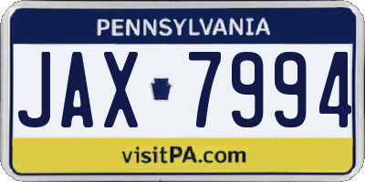 PA license plate JAX7994