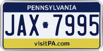 PA license plate JAX7995