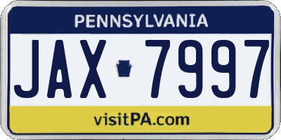 PA license plate JAX7997