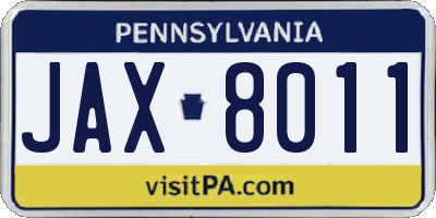 PA license plate JAX8011