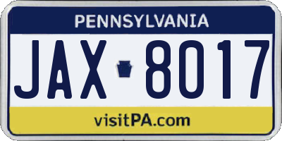 PA license plate JAX8017