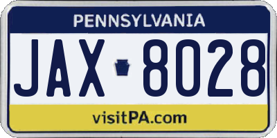 PA license plate JAX8028