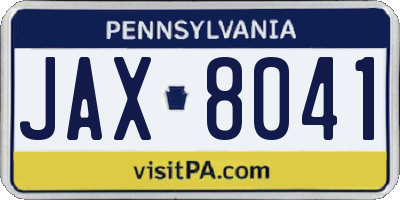 PA license plate JAX8041