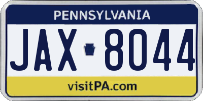 PA license plate JAX8044