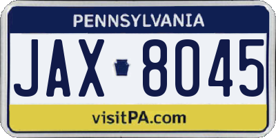 PA license plate JAX8045