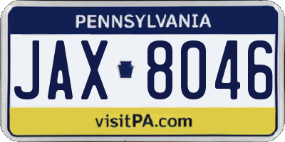 PA license plate JAX8046