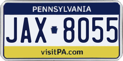 PA license plate JAX8055