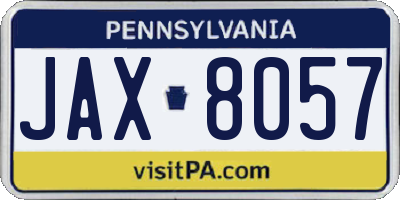 PA license plate JAX8057