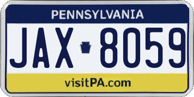 PA license plate JAX8059
