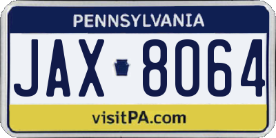 PA license plate JAX8064