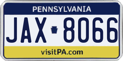 PA license plate JAX8066