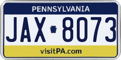 PA license plate JAX8073