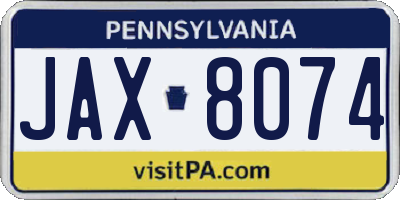 PA license plate JAX8074