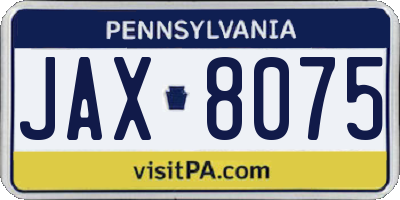 PA license plate JAX8075