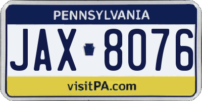 PA license plate JAX8076