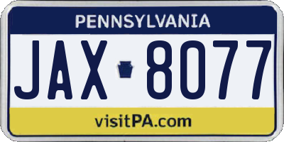 PA license plate JAX8077