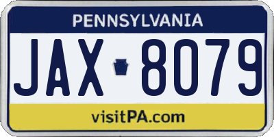 PA license plate JAX8079