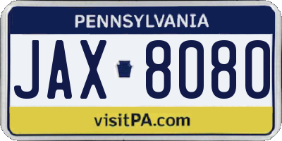 PA license plate JAX8080