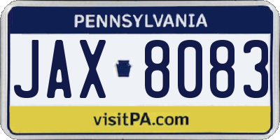 PA license plate JAX8083