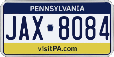 PA license plate JAX8084