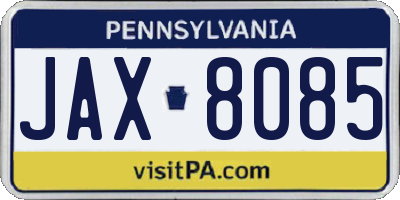 PA license plate JAX8085