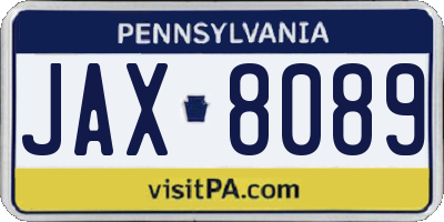 PA license plate JAX8089